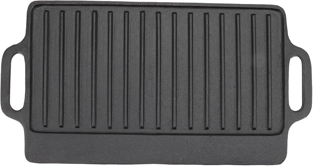 Cast Iron Heavy Duty Grill Griddle for Uniform Heating and Durable Cooking, for Steak, Chicken, Pancakes, Bacon and Eggs, with Easy Grip Handles, Stove Top Griddle for Household (51x23CM)