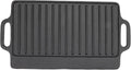 Cast Iron Heavy Duty Grill Griddle for Uniform Heating and Durable Cooking, for Steak, Chicken, Pancakes, Bacon and Eggs, with Easy Grip Handles, Stove Top Griddle for Household (51x23CM)