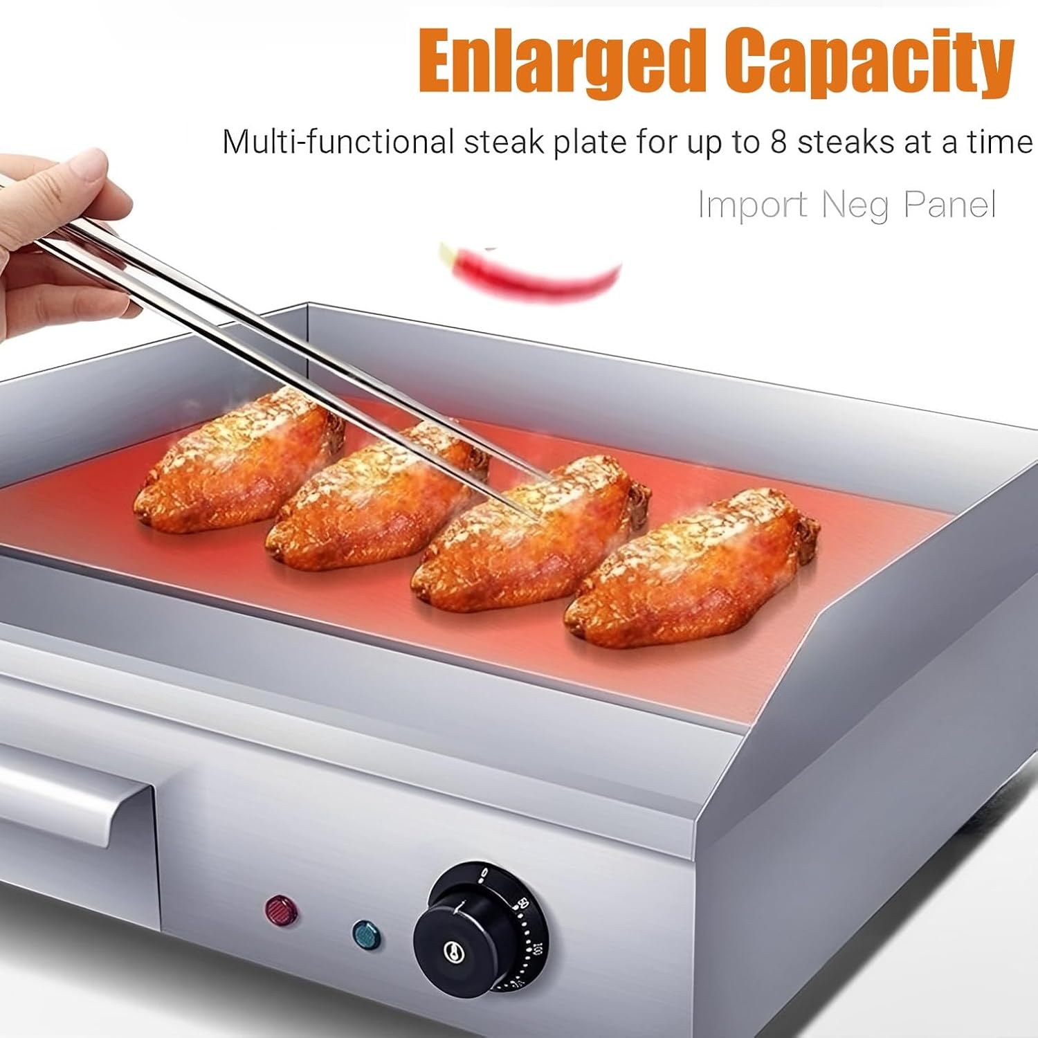 29' Commercial Electric Griddle-110V 4400W Electric Countertop Griddle Non-Stick Restaurant Teppanyaki Flat Top Grill Stainless Steel Adjustable Temperature Control 122°F-572°F(No plug included)