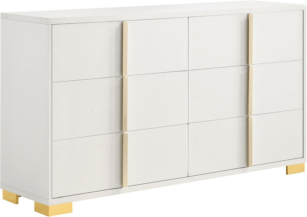 Coaster Home Furnishings Marceline Contemporary 5-Piece Bedroom Set Twin Size LED Panel Bed Frame 51-inch Headboard White 222931T-S5
