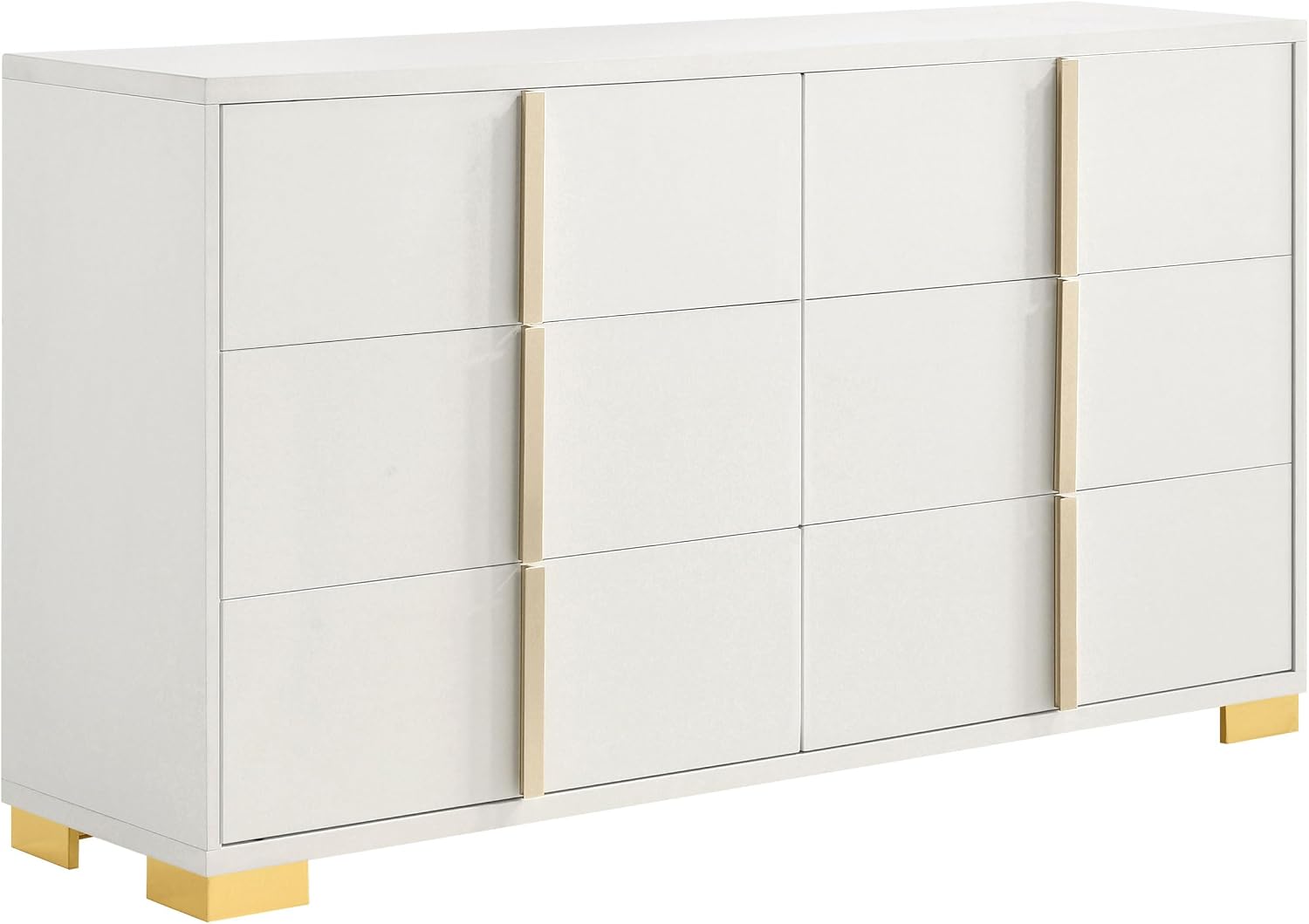 Coaster Home Furnishings Marceline Contemporary 5-Piece Bedroom Set Full Size LED Panel Bed Frame 51-inch Headboard White 222931F-S5