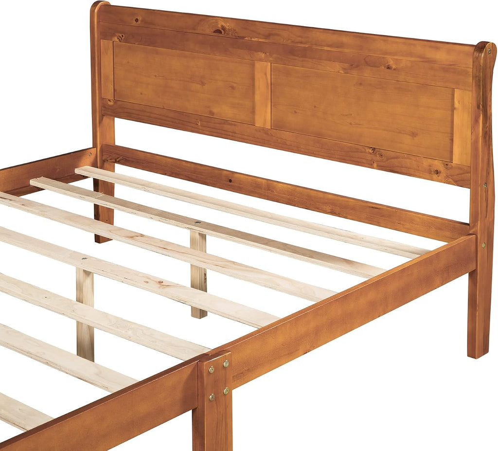 Harper & Bright Designs Queen Bed Frame with Headboard, Wood Platform Bed Frame Queen Size Sleige Bed with Slats Set and Extra Supporting Legs,No Box-Spring Needed