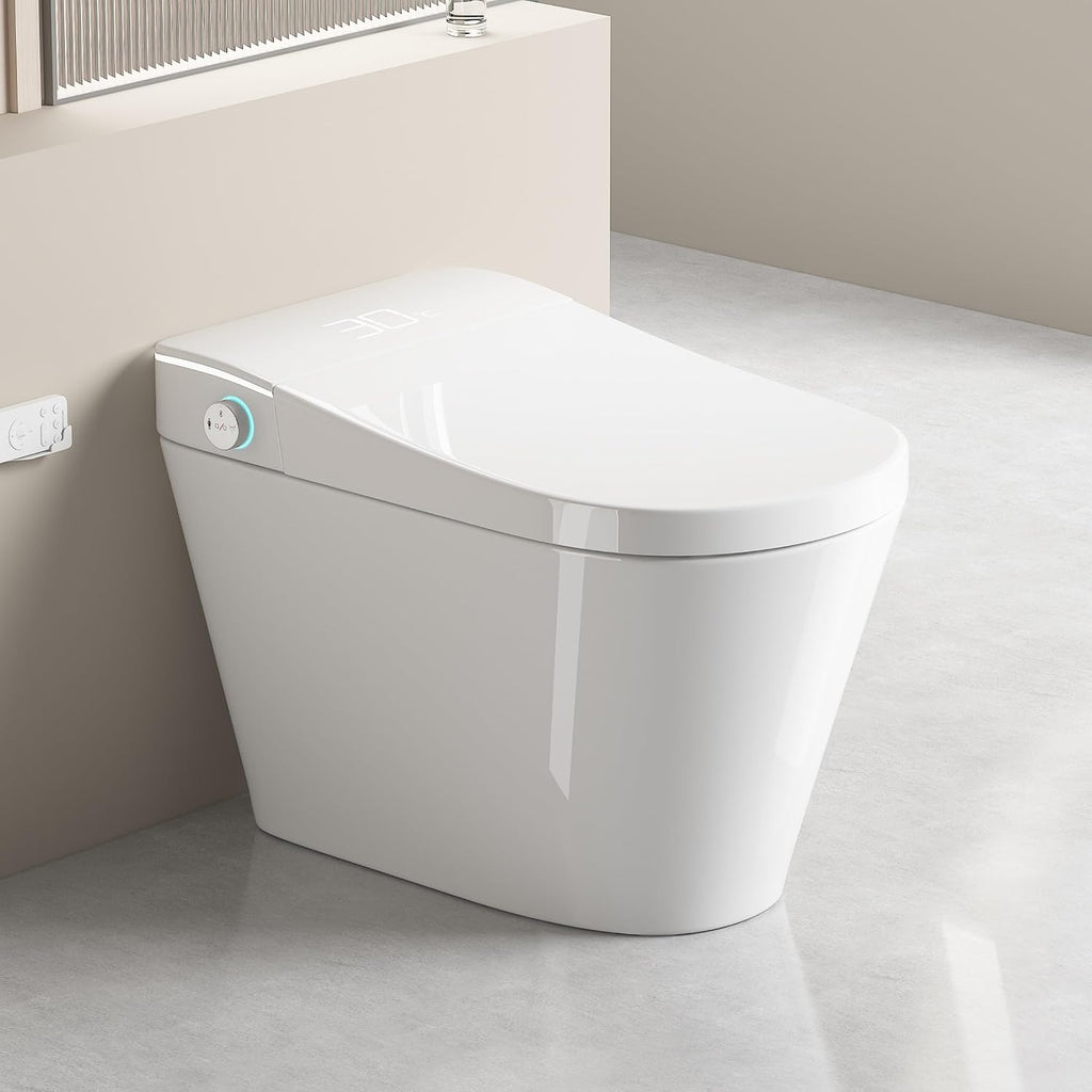 Smart Toilet,One Piece Toilet with Bidet Built In,Dryer & Warm Water - Ceramic Toilet with Sensing Distance, Auto Open/Close Seat,White