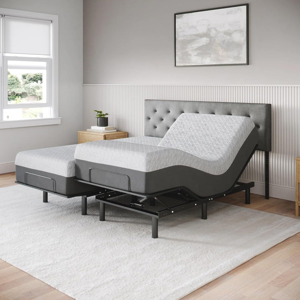 Celestial Aurora Adjustable Bed Base (Frame) + 10 inch Gel Memory Foam Mattress (Medium), Easy Assembly, Head and Foot Lift, Zero Gravity, Memory Positions, CertiPUR-US Bed - Split King