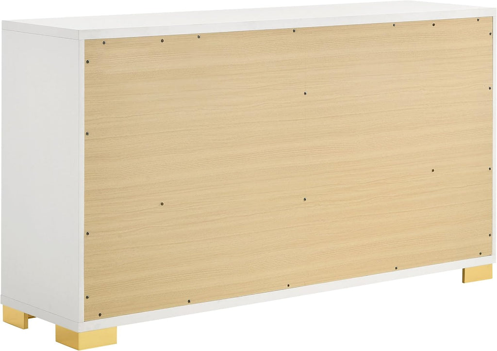 Coaster Home Furnishings Marceline Contemporary 5-Piece Bedroom Set Twin Size LED Panel Bed Frame 51-inch Headboard White 222931T-S5