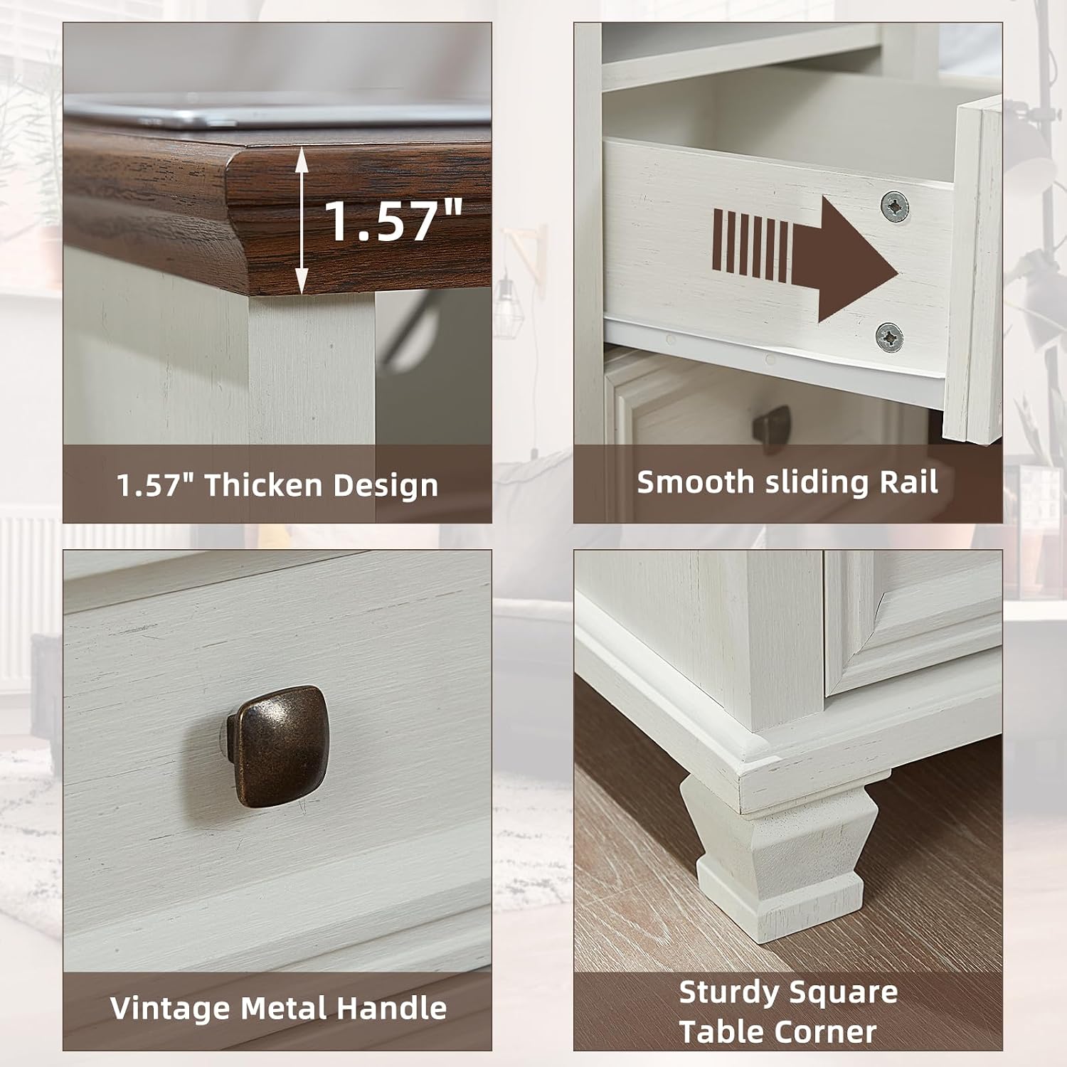 SAVOR LIFE Farmhouse Dresser and Nightstand Sets of 4 Piece, 5/6 Drawer Dresser and 2 Drawer Nightstand Set, Rustic Wood Bedroom Furniture Set for Home, Hallway,White