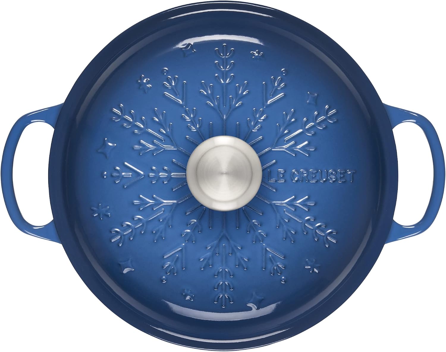 Le Creuset Noel Collection: Signature Cast Iron Braiser Embossed Snowflake w/Stainless Steel Knob, 2.25 qt., Marseille
