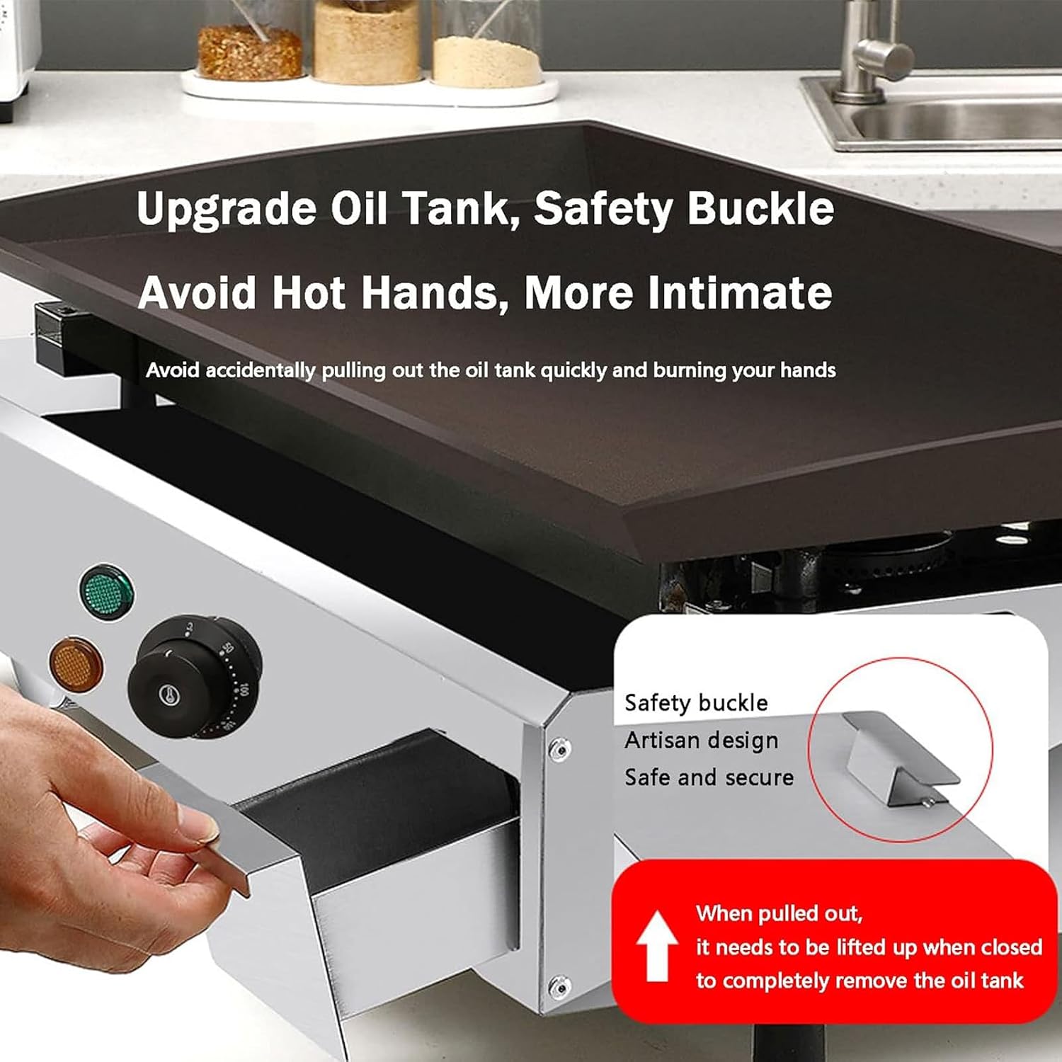 2500W 21' Commercial Electric Countertop Griddle Grill, Stainless Steel Restaurant Grill Tabletop Flat Grill with Adjustable Temperture Control Nonstick Flat Top Grill