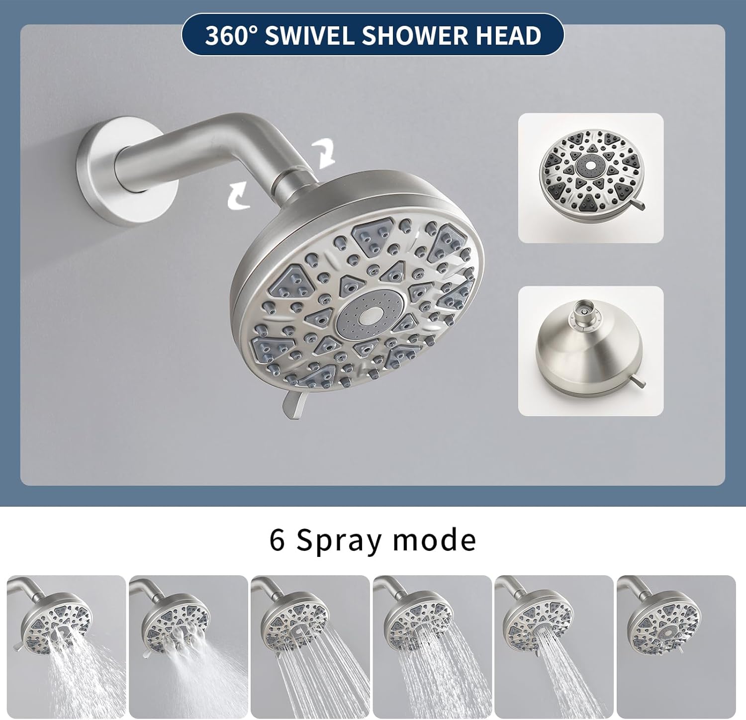 2 Handle Shower Faucet Set with Tub Spout Bathtub Shower Faucet Combo Set Shower System Complete Tub and Shower Trim Kit Wall Mounted Shower Fixtures Brushed Nickel