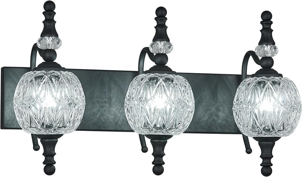 Modern Crystal Bathroom Vanity Lights Fixtures Over Mirror Black Vintage 3-Lights 20 Inch Bathroom Light Fixtures Glass Crystal Vanity Lights