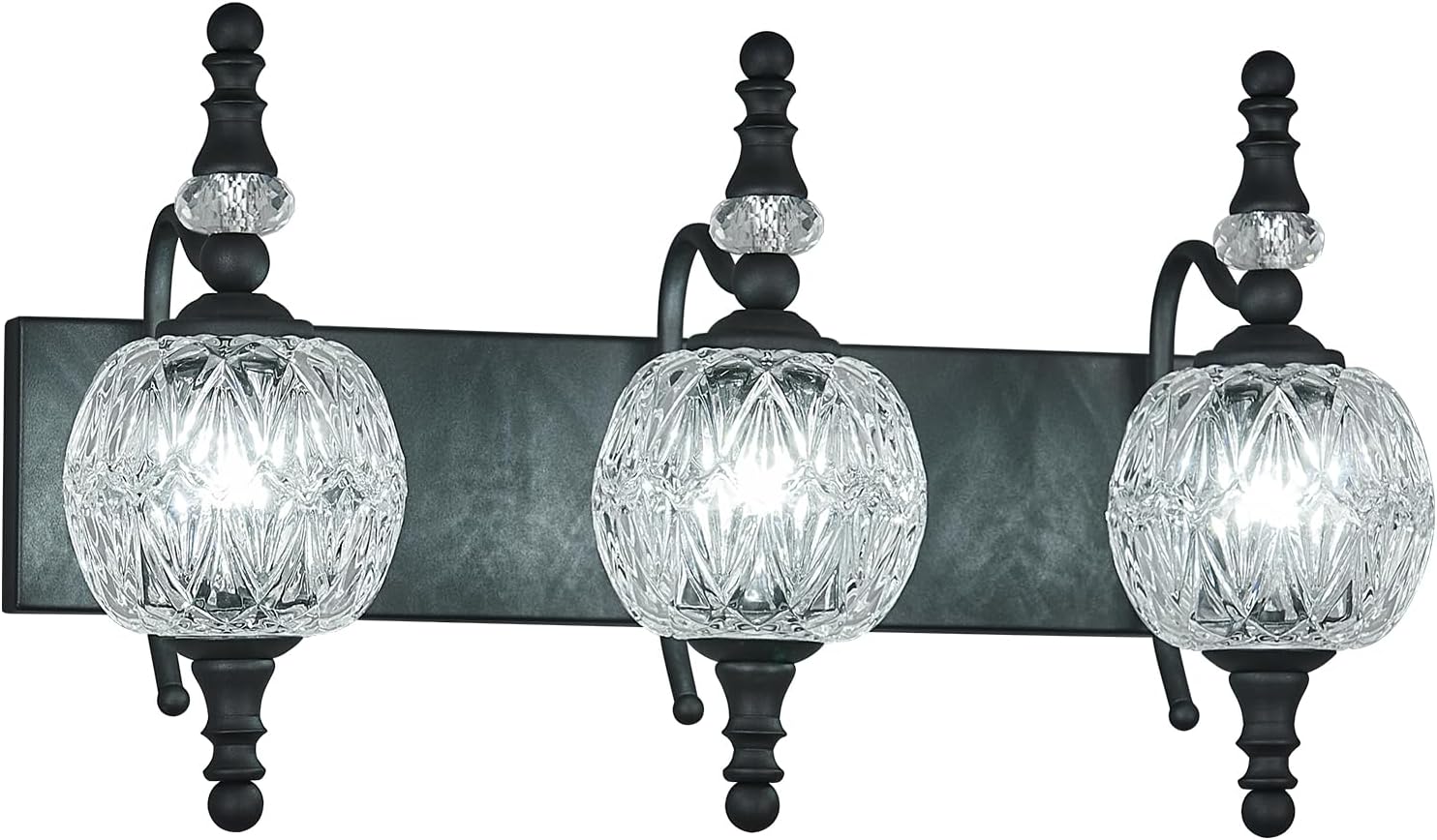 Modern Crystal Bathroom Vanity Lights Fixtures Over Mirror Black Vintage 3-Lights 20 Inch Bathroom Light Fixtures Glass Crystal Vanity Lights