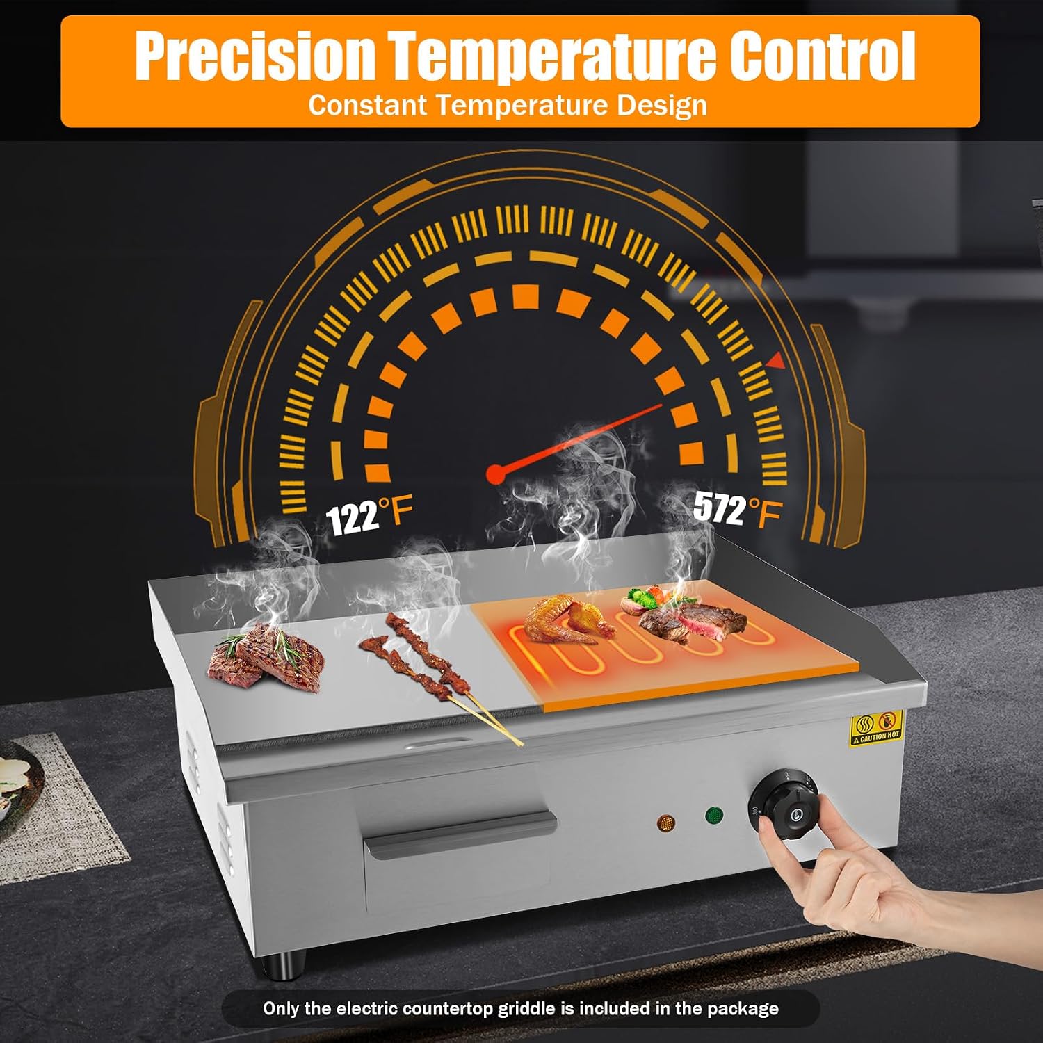 22' Commercial Electric Countertop Griddle Flat Top Grill Hot Plate BBQ 3000W Restaurant Tabletop Flat Top Grill Machine Adjustable Temperature Control