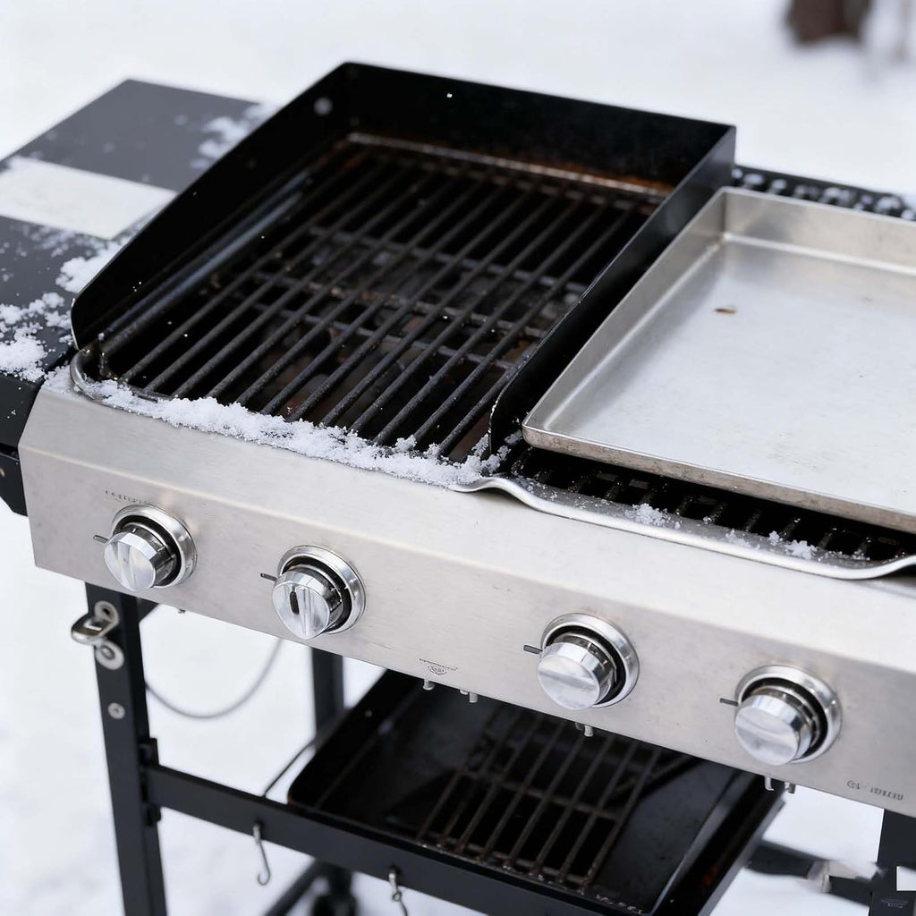 Grill Propane,Expert Gas & Griddle Combo, 2-Burner Outdoor Cooking BBQ with Cover for Camping, Tailgating, Black & Silver