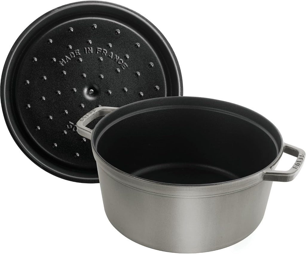 Staub Cast Iron 5.5-qt Round Cocotte - Graphite Grey