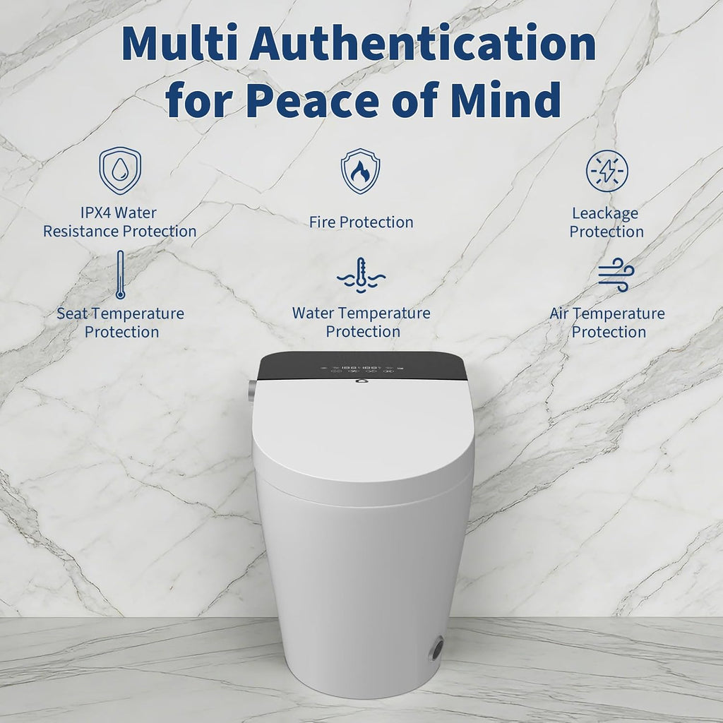 Electric One-Piece Toilet with Bidet Built in, Auto Open/Close Lid/Flush, Night Light, w/Remote, 1 Boutton Control