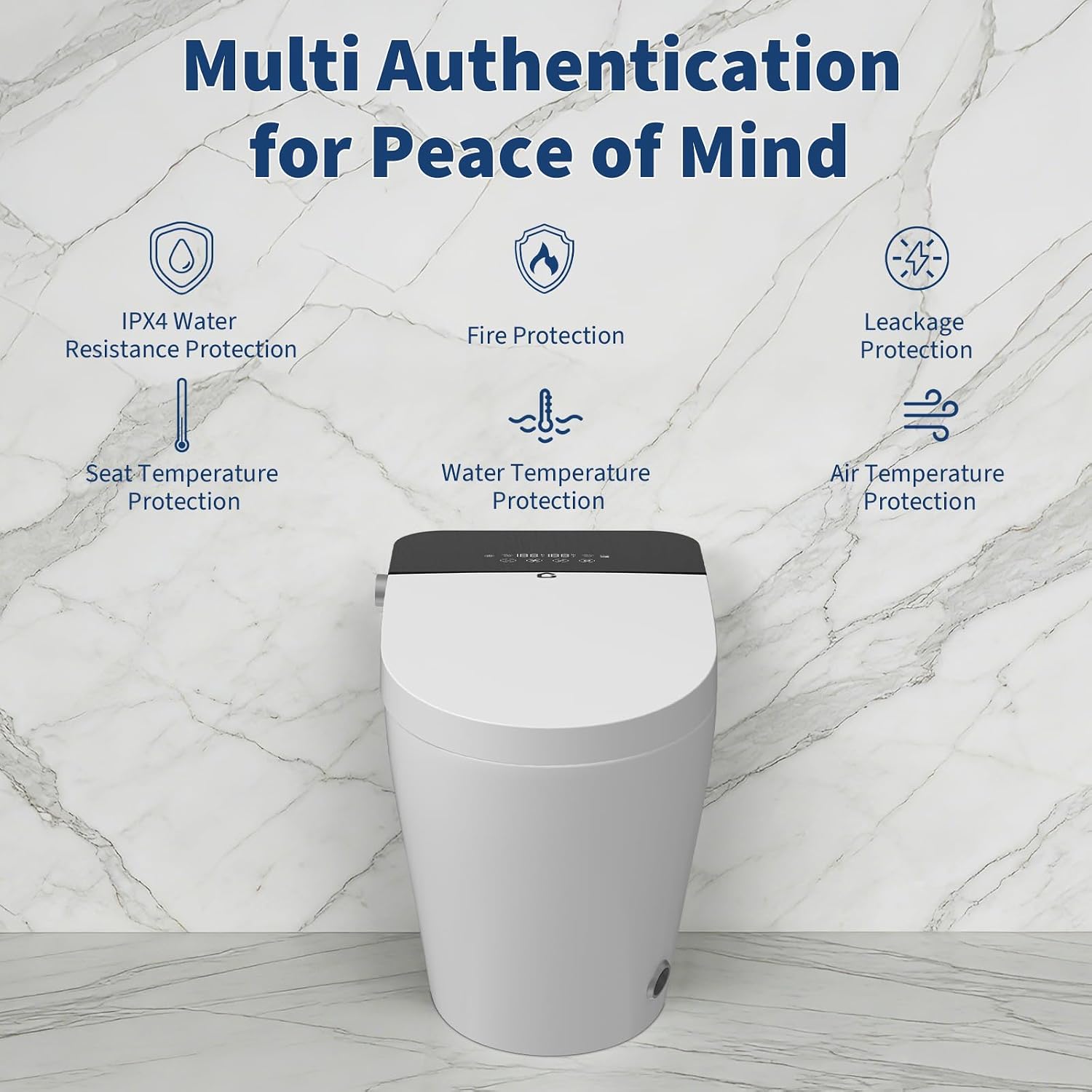 Electric One-Piece Toilet with Bidet Built in, Auto Open/Close Lid/Flush, Night Light, w/Remote, 1 Boutton Control