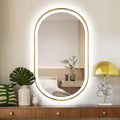 40'x24' Oval LED Bathroom Mirror with Lights, Gold Anti Fog Lighted Vanity Mirror Wall Mounted, LED Oval Mirror with 3 Colors, Memory, ShatterProof, Front/Backlit, Horizontal/Vertical