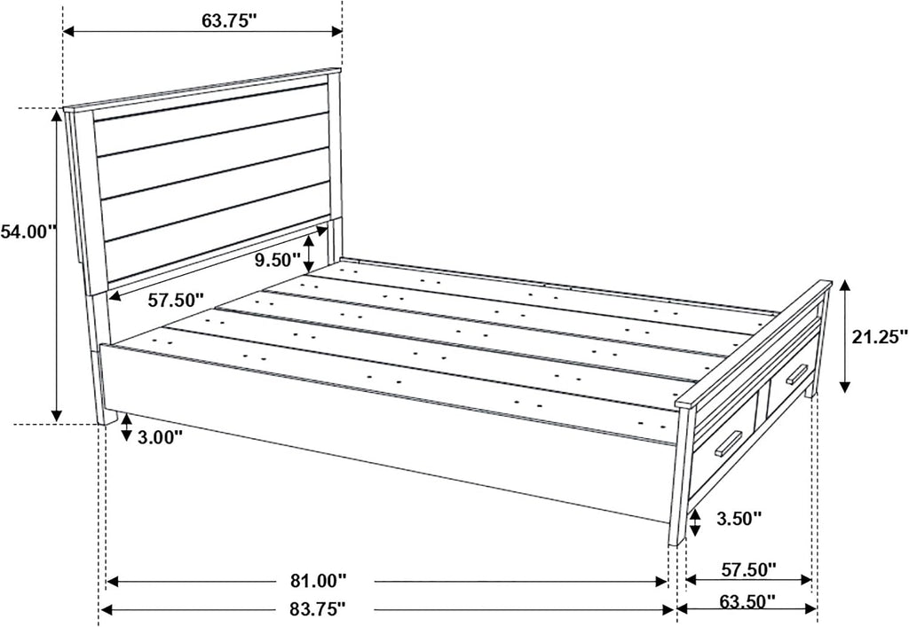 Coaster Home Furnishings Woodmont Farmhouse 4-Piece Bedroom Set Queen Size Storage Panel Bed Frame 54-inch Headboard Rustic Golden Brown 222631Q-S4