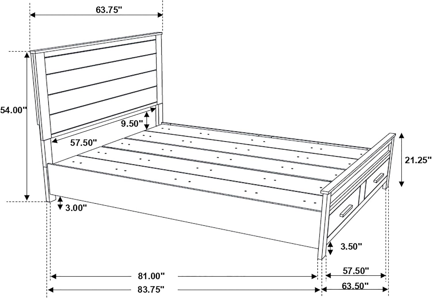 Coaster Home Furnishings Woodmont Farmhouse 4-Piece Bedroom Set Queen Size Storage Panel Bed Frame 54-inch Headboard Rustic Golden Brown 222631Q-S4
