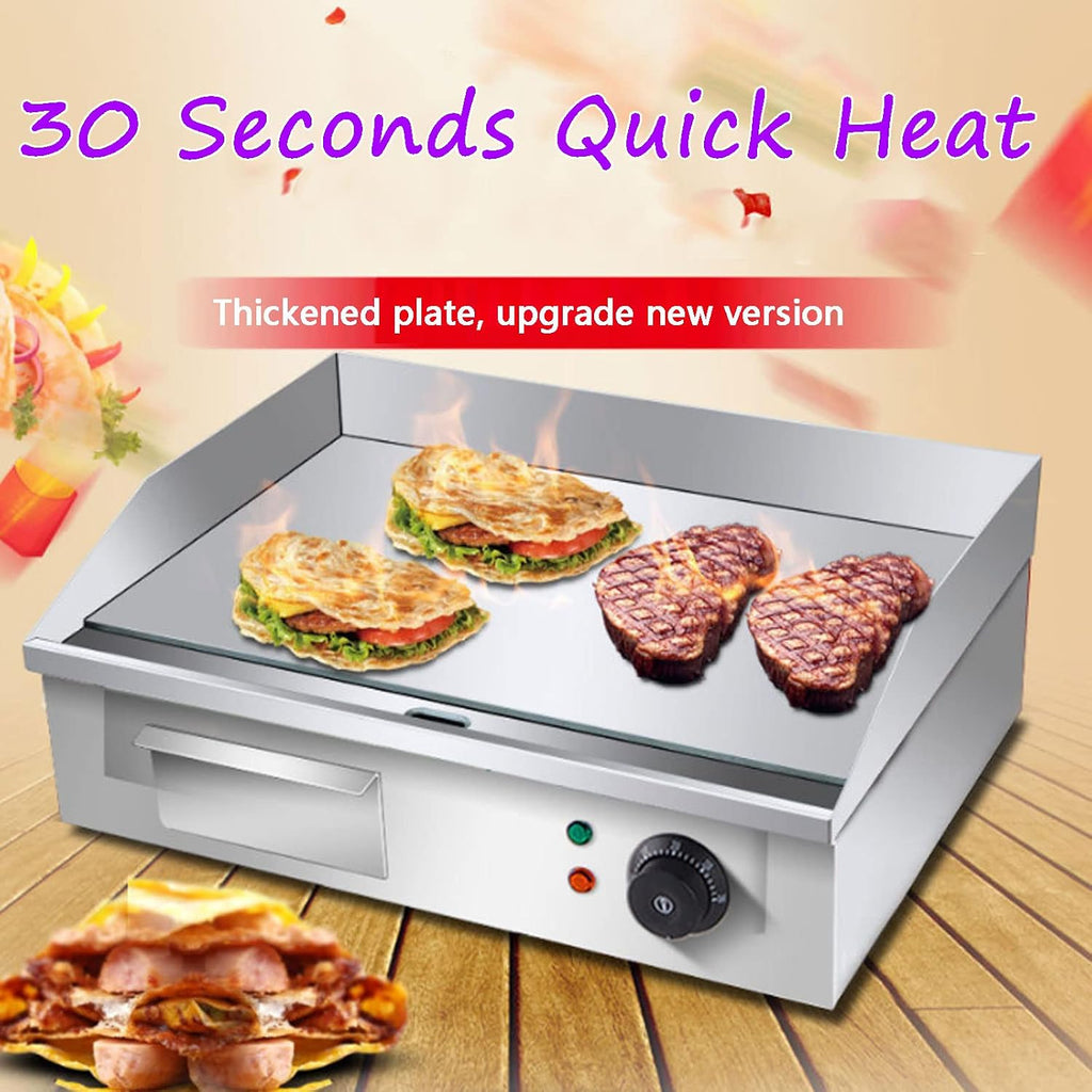 Commercial Electric Griddle, Electric Countertop Flat Top Griddle,Teppanyaki Stainless Steel Grill with Dual Temperature Control for Fry Eggs Pies Hamburgers Bacon-818