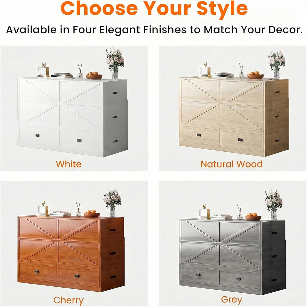 CECER Full Size Murphy Bed with Mattress Include，Murphy Bed Full with Storage Drawers，Multi-Functional Desgin that Converts to Sofa Set for Small Spaces/Guest Room/Bedroom（Grey）
