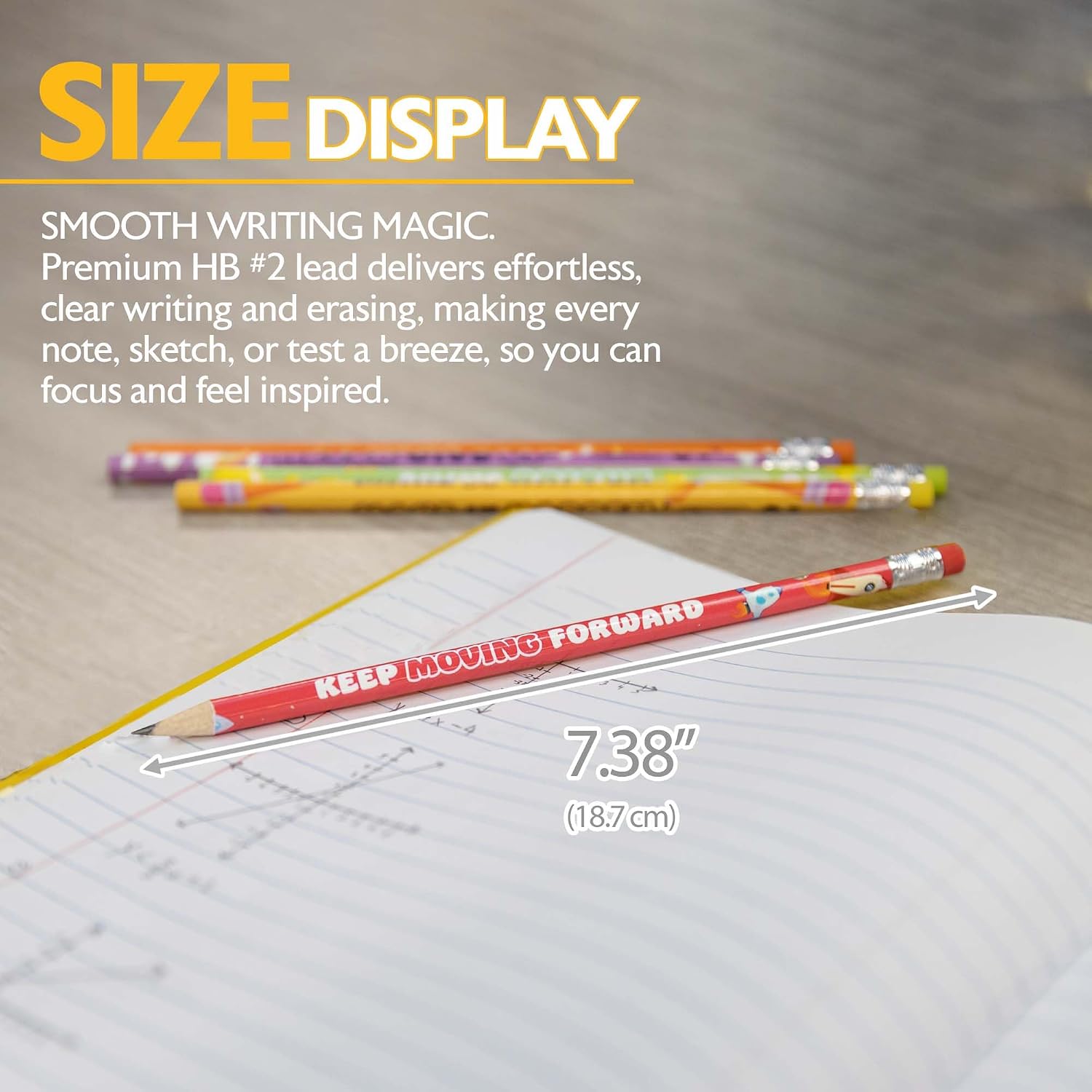 BAZIC PRODUCTS Motivational Pencils w/Eraser 144 Packs (1152 Pcs), Inspirational School Pencils for Students Classroom Cute Fun Wood Pencil Positive Sayings Teacher Reward