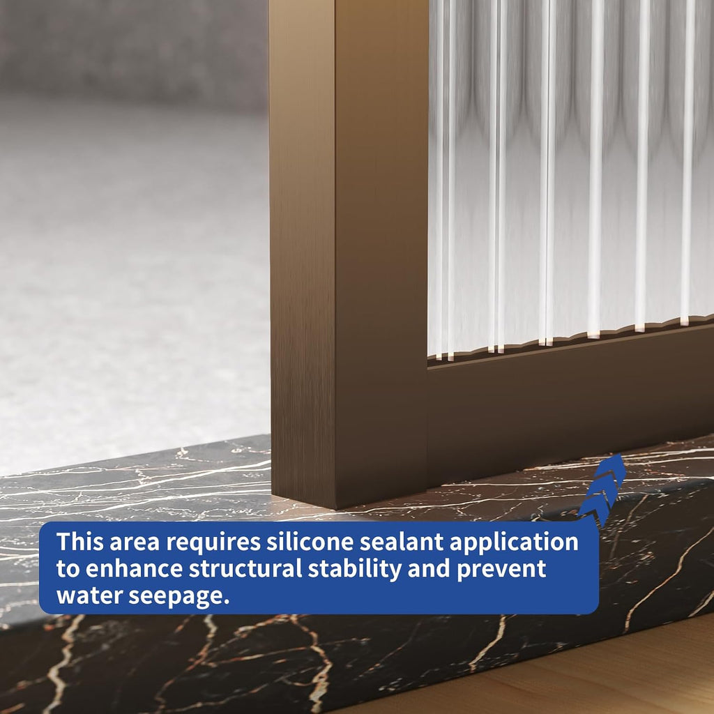 Dimaris Shower Door 34' X 78' Tempered Fluted Glass Framed Shower Screen Door Shower Glass Panel for Walk-in Bathroom Shower, Nano Coating, Rose Gold Finish