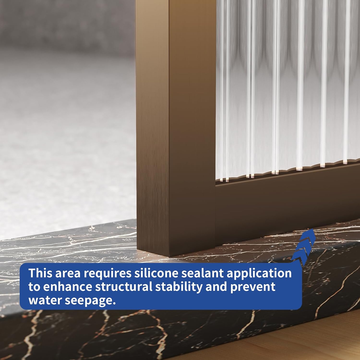 Dimaris Shower Door 34' X 78' Tempered Fluted Glass Framed Shower Screen Door Shower Glass Panel for Walk-in Bathroom Shower, Nano Coating, Rose Gold Finish
