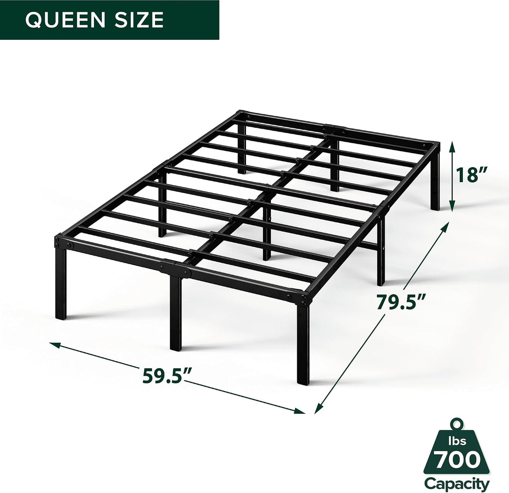ZINUS Yelena 18 Inch Queen Metal Platform Bed Frame, Steel Slat Support, No Box Spring Needed, Eco Friendly WonderBox(TM) Packaging, Easy Assembly, Black