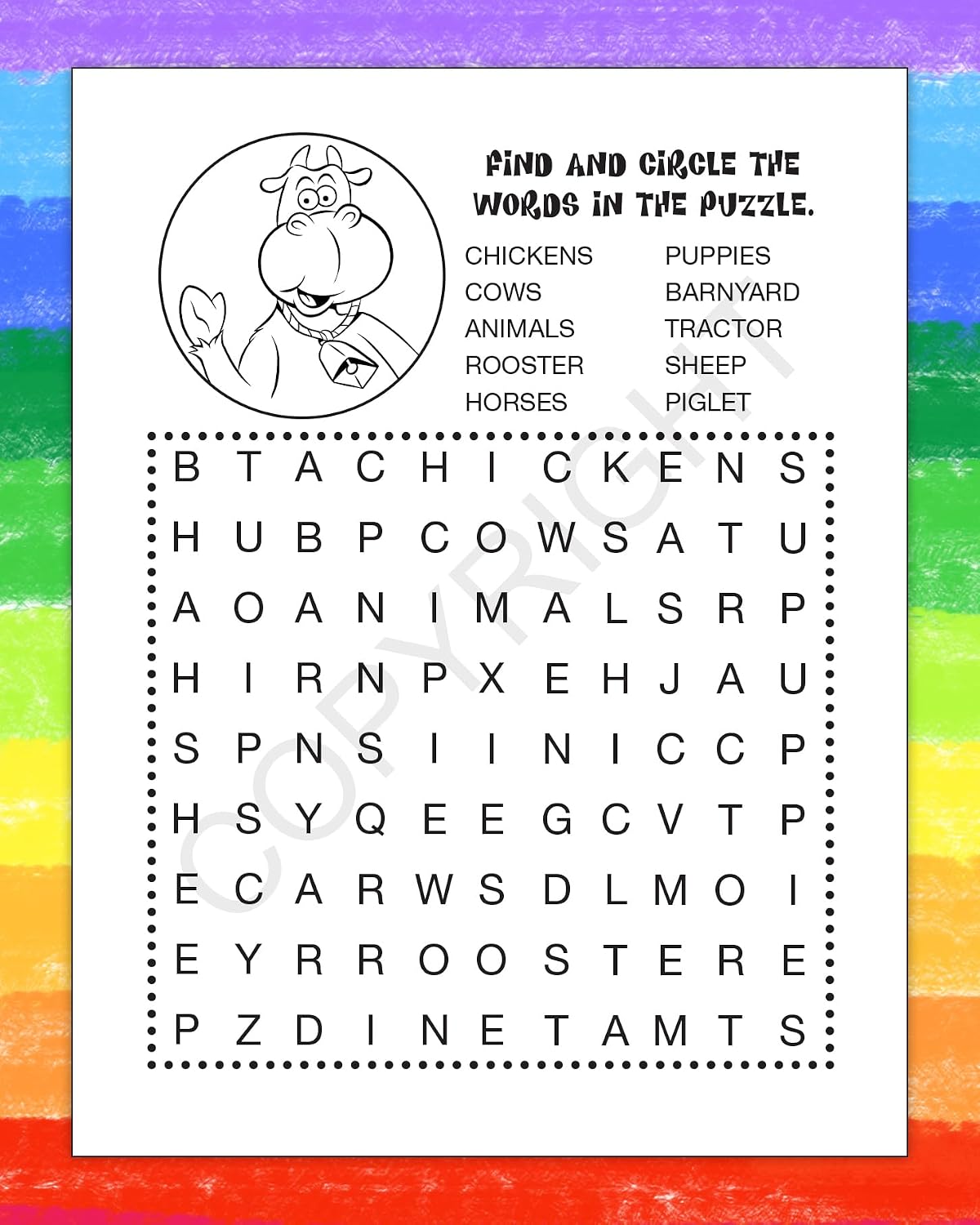 ZOCO– Animals on the Farm – Custom Coloring Books (250 Bulk Pack, Without Crayons) – Petting Zoo Party Favors – Games, Puzzles, Activities – Gifts for Kids
