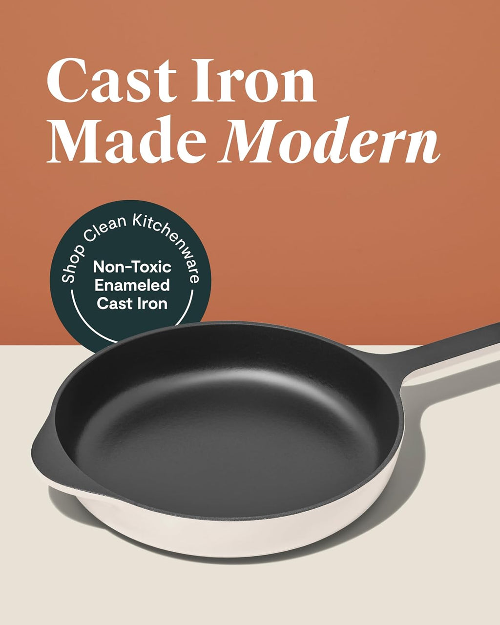 Caraway Cast Iron Skillet Set - 8', 10.5', & 12' Enameled Cast Iron Pan With 3 Layer Enamel Coating - No Seasoning Required - Compatible With All Stovetops - Free From Forever Chemicals - Cream