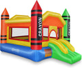 Cloud 9 Mini Crayon Bounce House with Slide, Inflatable Bouncer for Kids, Without Blower