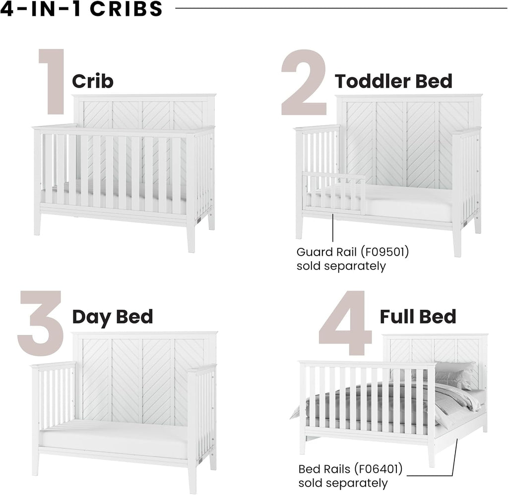 Child Craft Atwood Design 4-in-1 Convertible Baby Crib Nursery Furniture Set, Baby Bed, 3 Drawer Dresser and Chest Drawer, for Babies, Toddlers and Kids Bedroom (3 Piece - Matte White)