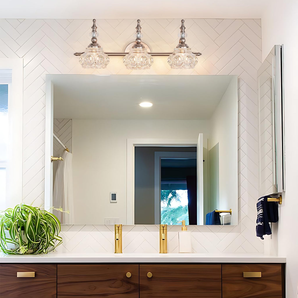 Brushed Nickel Bathroom Vanity Light Fixtures Modern 3-Light Vanity Lights Bathroom Lighting Fixtures Vintage Wall Sconces Light Living Room Vanity Lighting Fixtures Over Mirror
