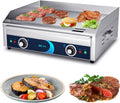 24' Commercial Griddle Electric Grill Without Plug Countertop Griddle Flat Top Grill Hot Plate Non-Stick Stainless Steel Teppanyaki Grill