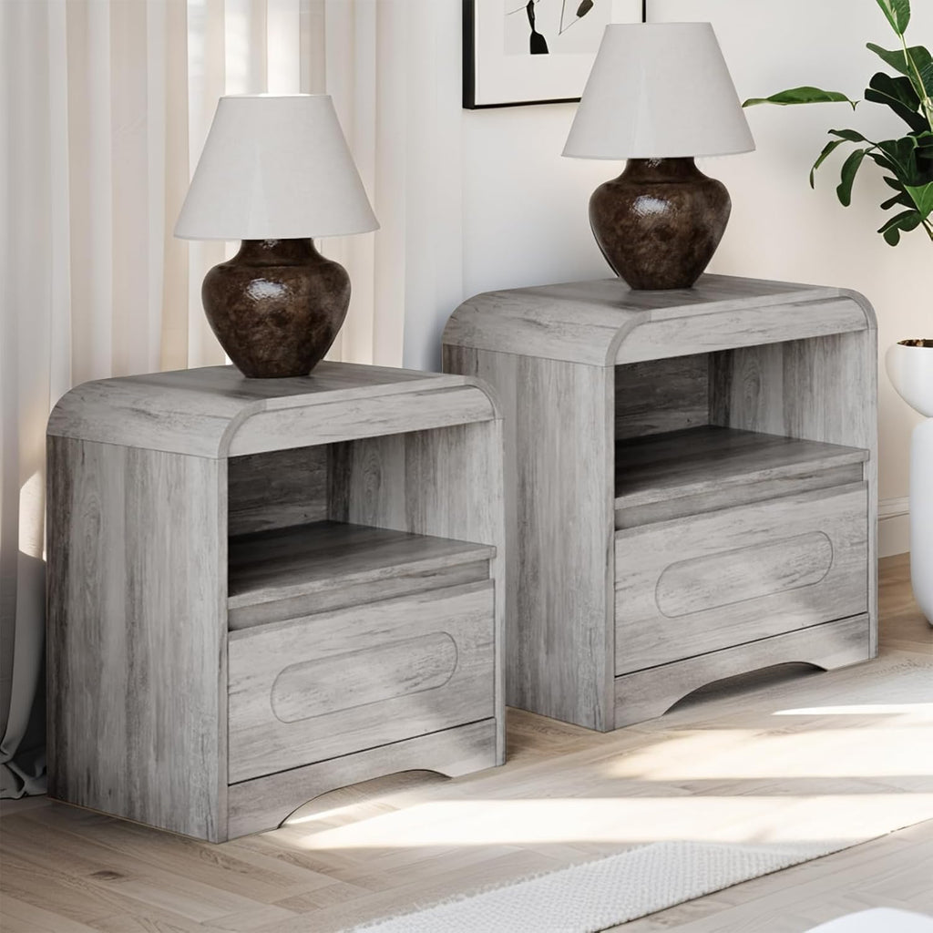 3 Piece Bedroom Set, Dresser and Nightstand Sets for Bedroom, Wood 3 Drawer Dresser & Night Stand Set of 2, Wide Chest of Drawers Modern Storage Cabinet Bedroom Furniture Set, Grey