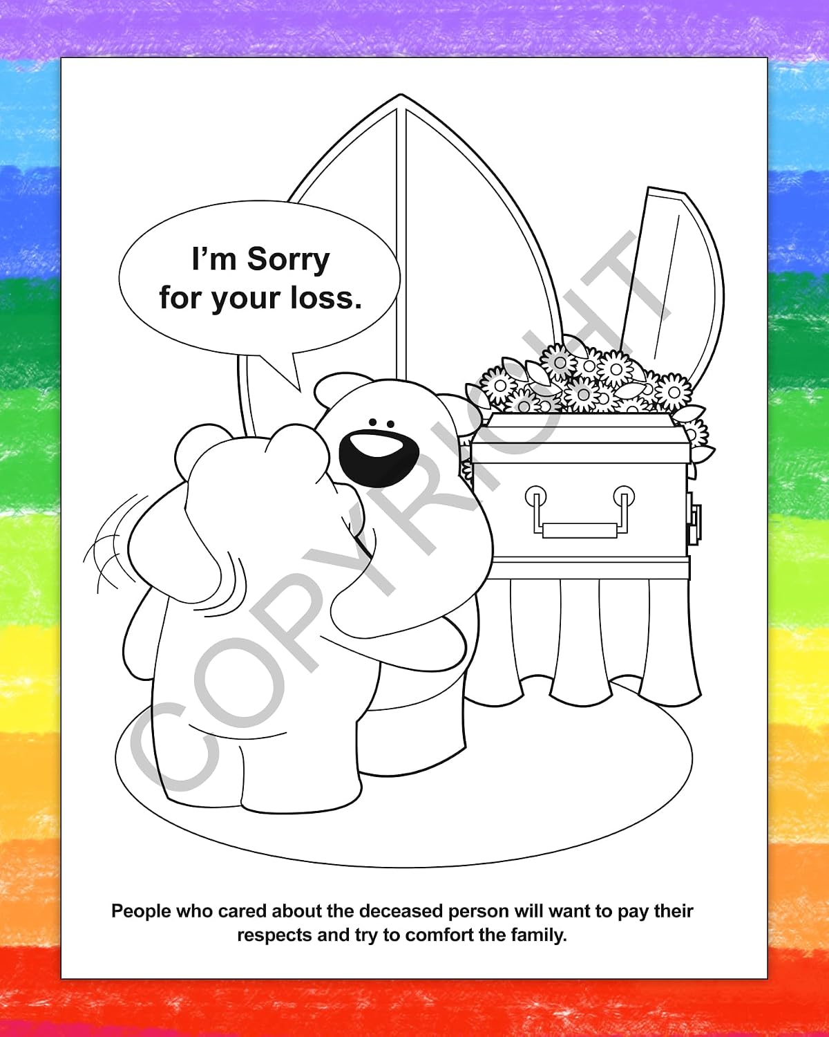 ZOCO – Losing a Loved One – Custom Educational Coloring and Activity Books (250 Bulk Pack, with Crayons) – Funeral Home, Church Handouts for Kids – Add Your Imprint