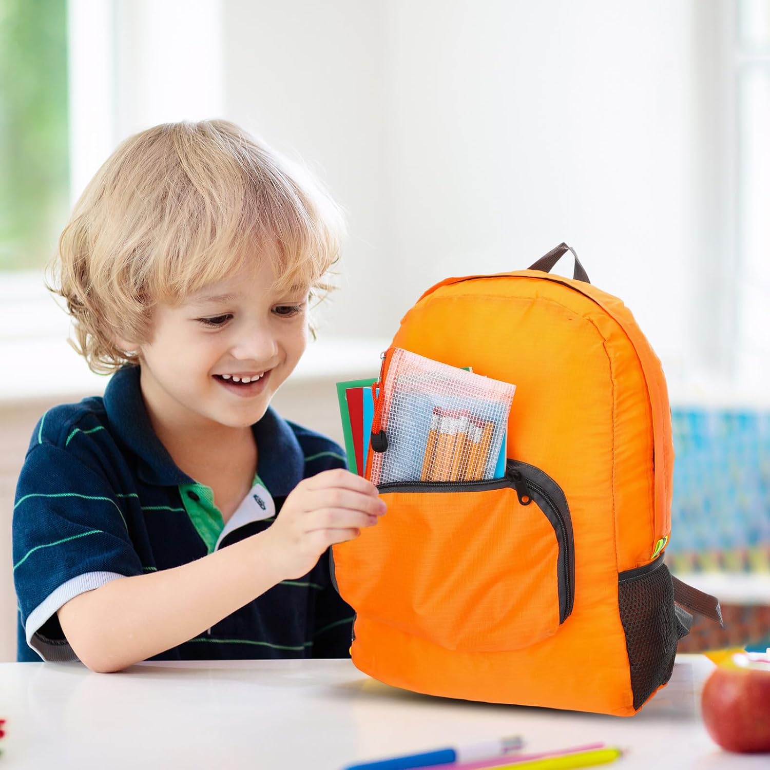 Affrolling 24 Sets Bulk Backpacks with Supplies Donations Kit Essentials Wholesale Backpack Assorted Styles(Bright)