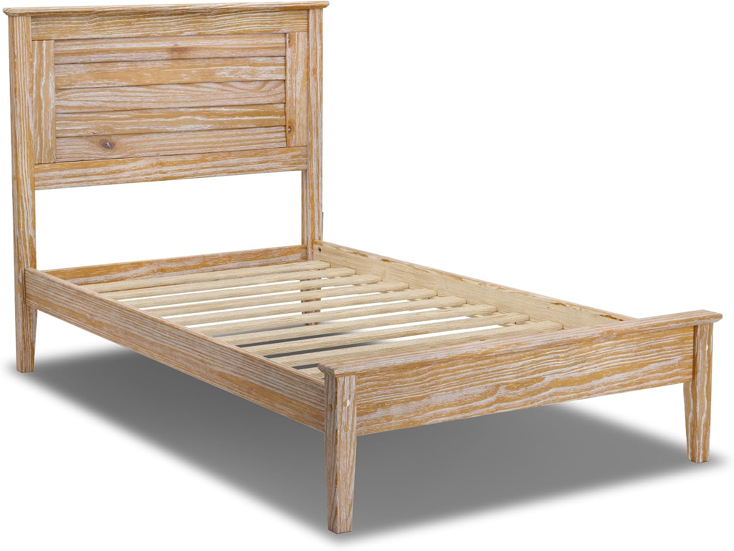 Grain Wood Furniture Greenport Solid Wood Platform Bed, Twin Size, Brushed Driftwood
