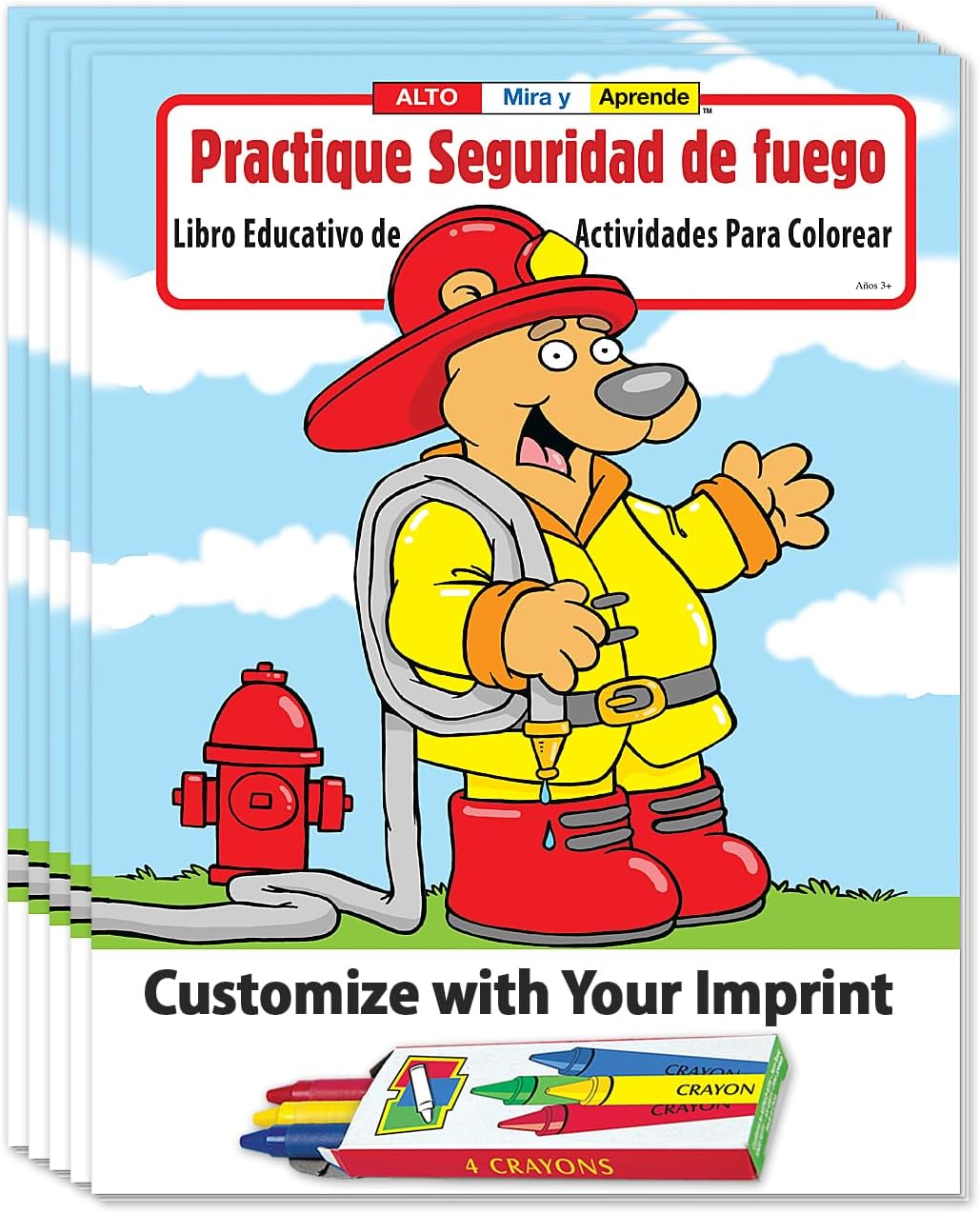 ZOCO – Fire Safety (in Spanish) Custom Coloring & Activity Books for Kids (250 Bulk Pack, With Crayons) – Fire Prevention Week, National Night Out Educational Materials