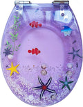 Toilet Seat Resin Toilet Seat Round, Purple Toilet Seat, Elongated Toilet Seat Slow Close,Quick Release Easy to Install Easy to Clean 16.5' × 14.2' (Purple)