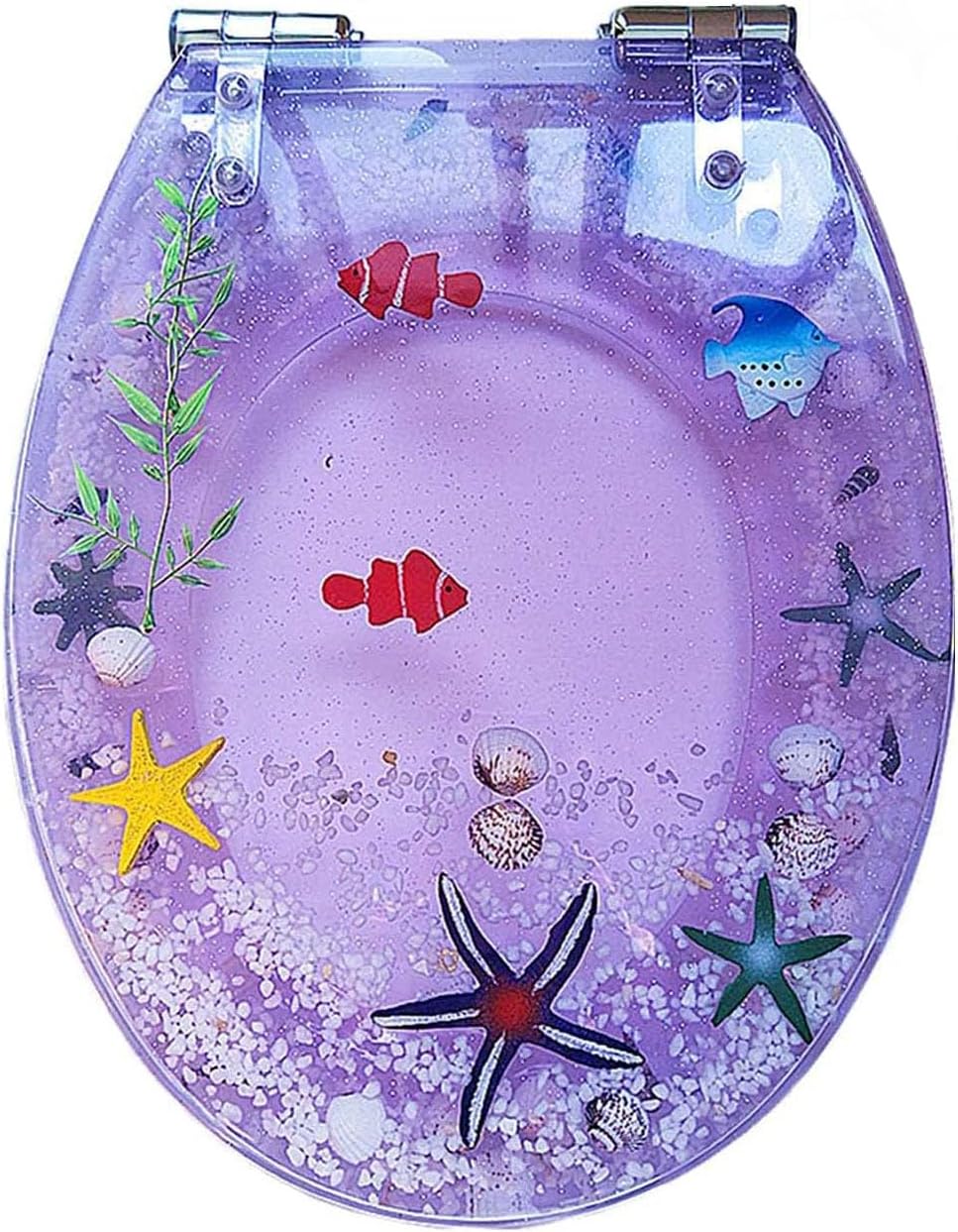 Toilet Seat Resin Toilet Seat Round, Purple Toilet Seat, Elongated Toilet Seat Slow Close,Quick Release Easy to Install Easy to Clean 16.5' × 14.2' (Purple)