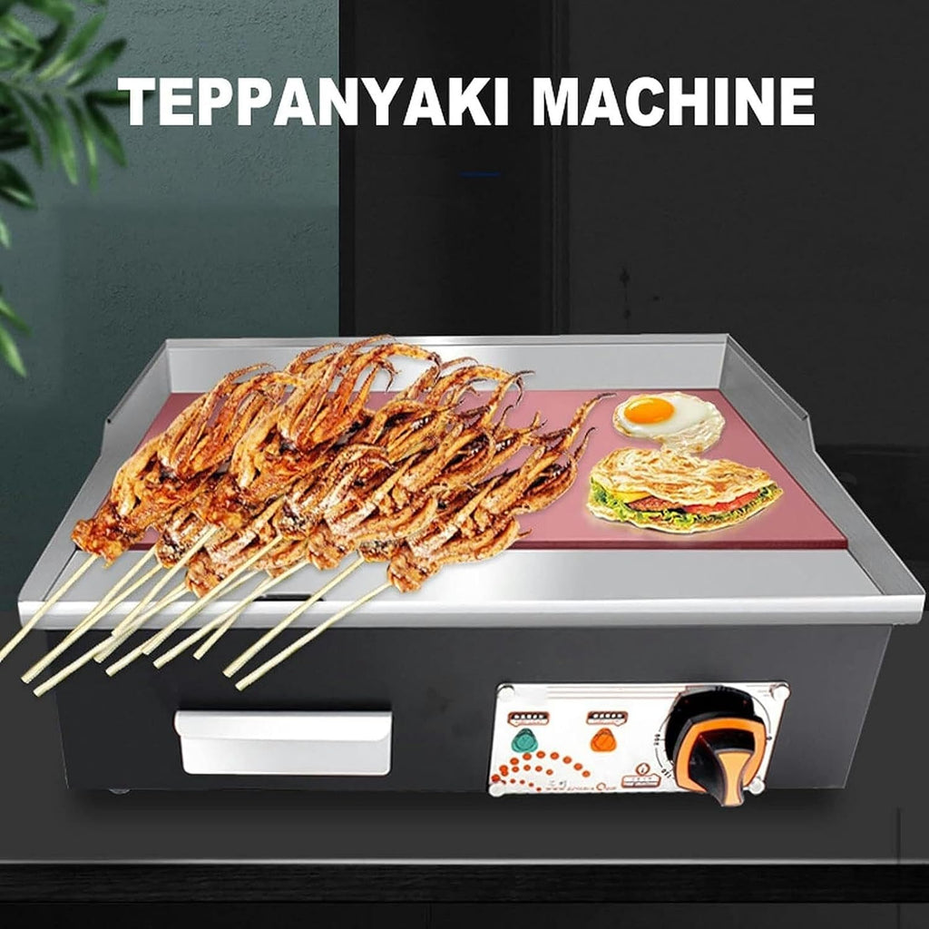 Commercial Electric Griddle, 21' Teppanyaki Grill 3000W Flat Top Grill, Stainless Steel BBQ Countertop Grill for Burger, Bacon, Kitchen, and Barbecue