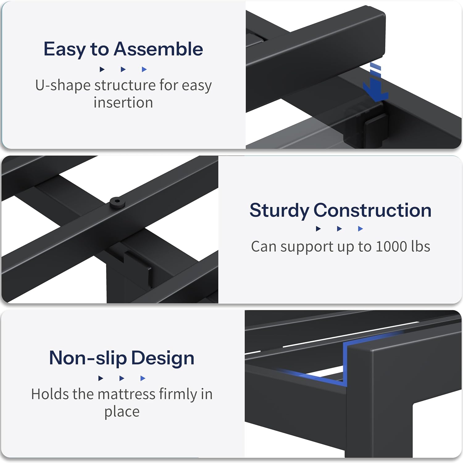 DynJest Full Size Metal Bed Frame with LED Lights, Storage Headboard with Charging Station, Modern Full Platform Bed with Heavy Duty Supports, No Box Spring Needed, Noise Free, Easy Assembly, Black