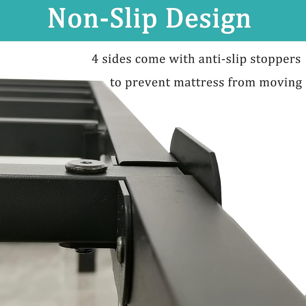 King Bed Frame and Headboard Holes with Storage No Box Spring Needed Black Metal Platform Heavy Duty Bed Frames Support up to 3500 Lbs Noise Free Easy Assembly Non-Slip Design 14 Inch