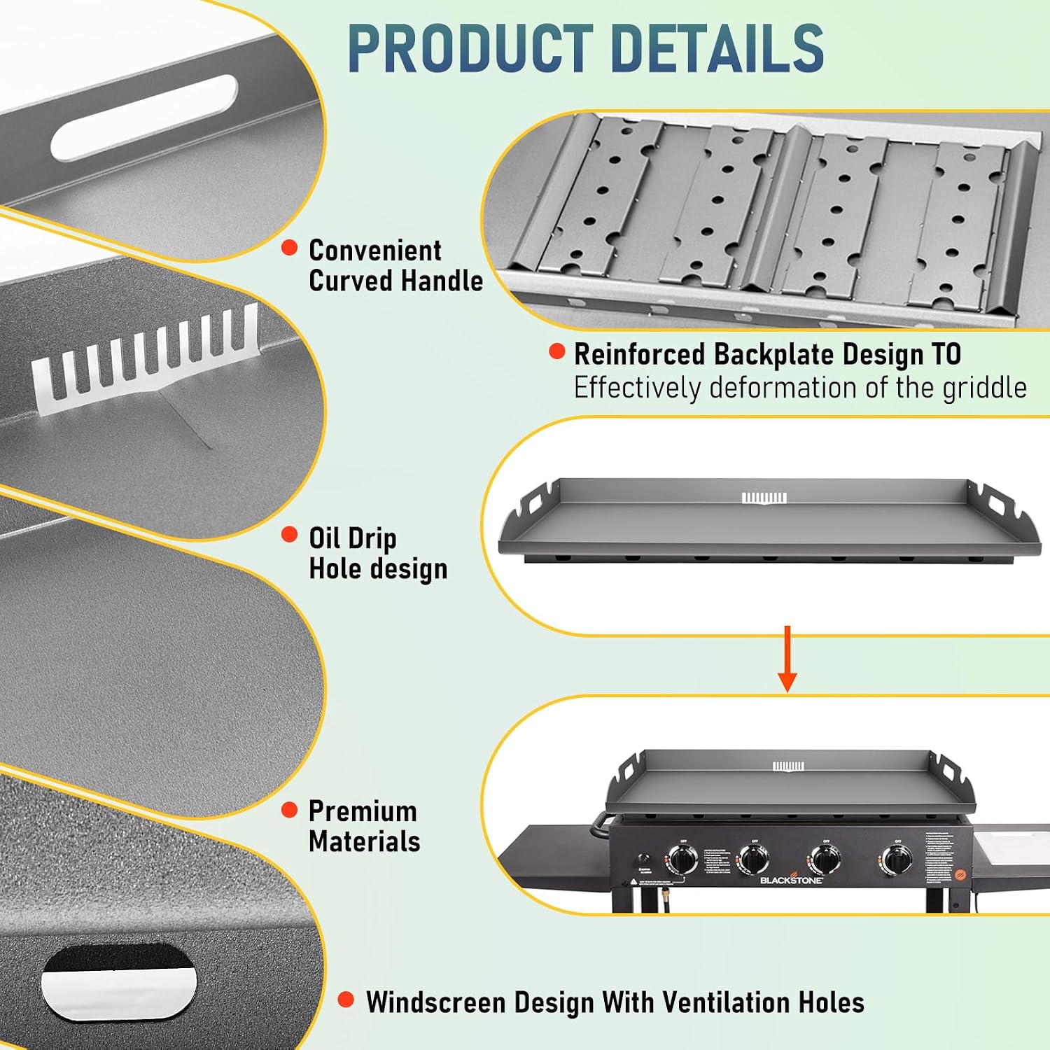 Upgrade Griddle Replacement Top for Blackstone 36 Inch Flat Top Grill 1554 1818 1820 1825 2151, Heavy Duty Steel Flat Top Griddle Replacement for 36' Blackstone