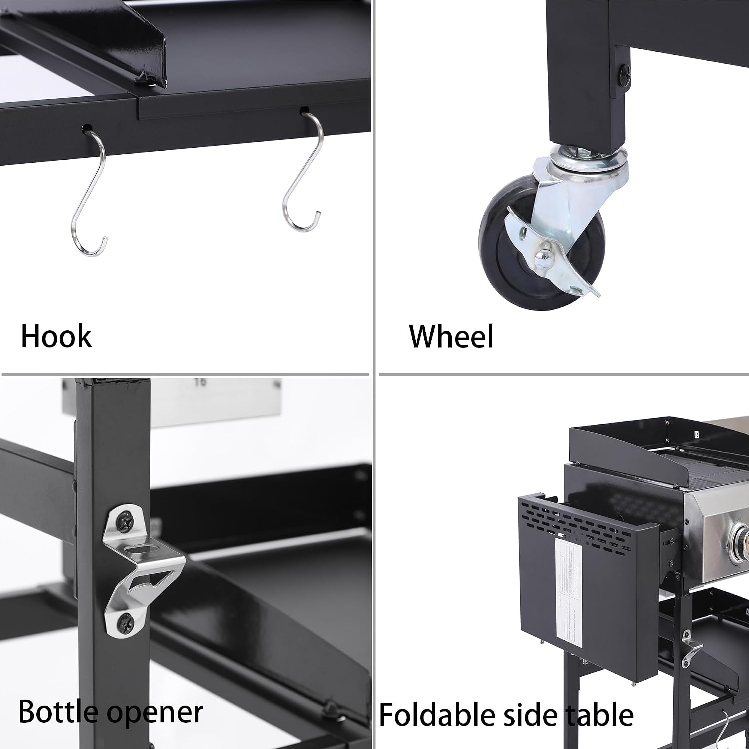 4-Burner Propane Gas Grill and Griddle Combo, 38200 BTU Outdoor BBQ Griddle with Cast Iron Grates and Foldable Side Table, Portable Outdoor Cooking for Patio, Camping, Garden