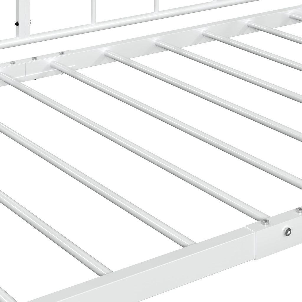 VECELO Daybed Frame, Twin Size Metal Platform Bed with Headboard,Heavy Duty Steel Slats Support for Living Room Bedroom Guest Room, Easy Assembly
