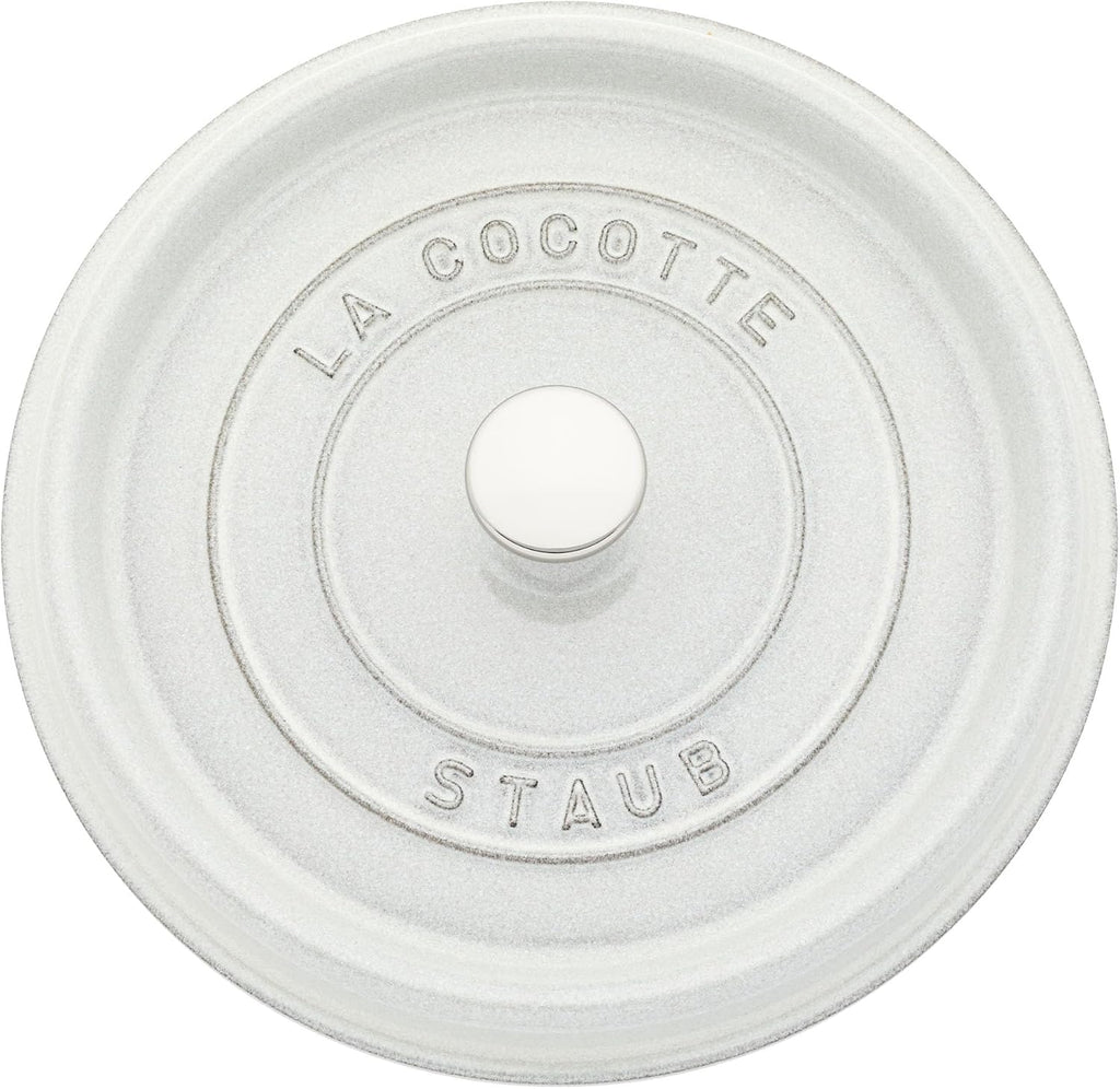 Staub Cast Iron 7-qt Round Cocotte - White Truffle