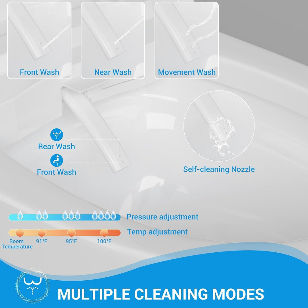 GarveeTech Smart Toilet with Bidet Built in, Heated Seat & Dual Auto Flush, Foot Sensor, Modern Extended Electric Toilet with Water Tank, Warm Water Wash, Air Drying, LED Night Light, Remote